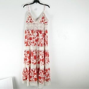 ANTONIO MELANI Devon Lace Top Adjustable Straps Tiered Maxi Dress, Size 14 Boho